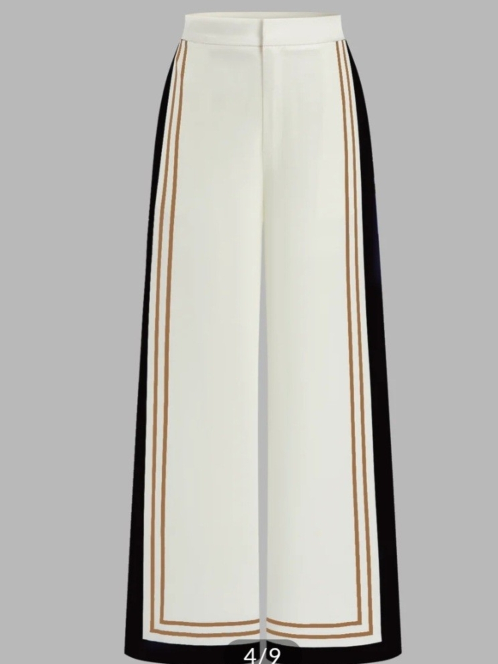 Commense Black, Cream & Tan Striped Halter Top with Wide-Leg Cream Pants Set - Picture 2 of 8